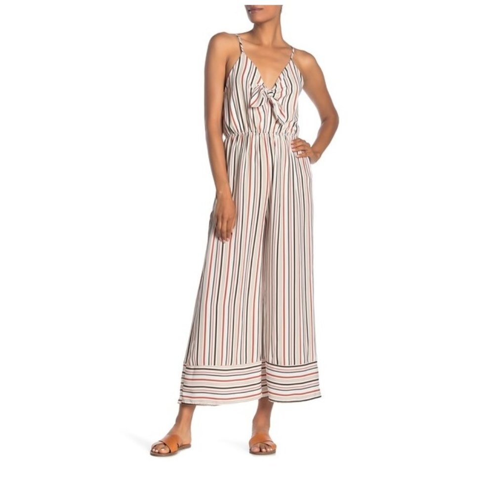 🎁 Papillon Bow Front Striped Jumpsuit - Picture 1 of 8